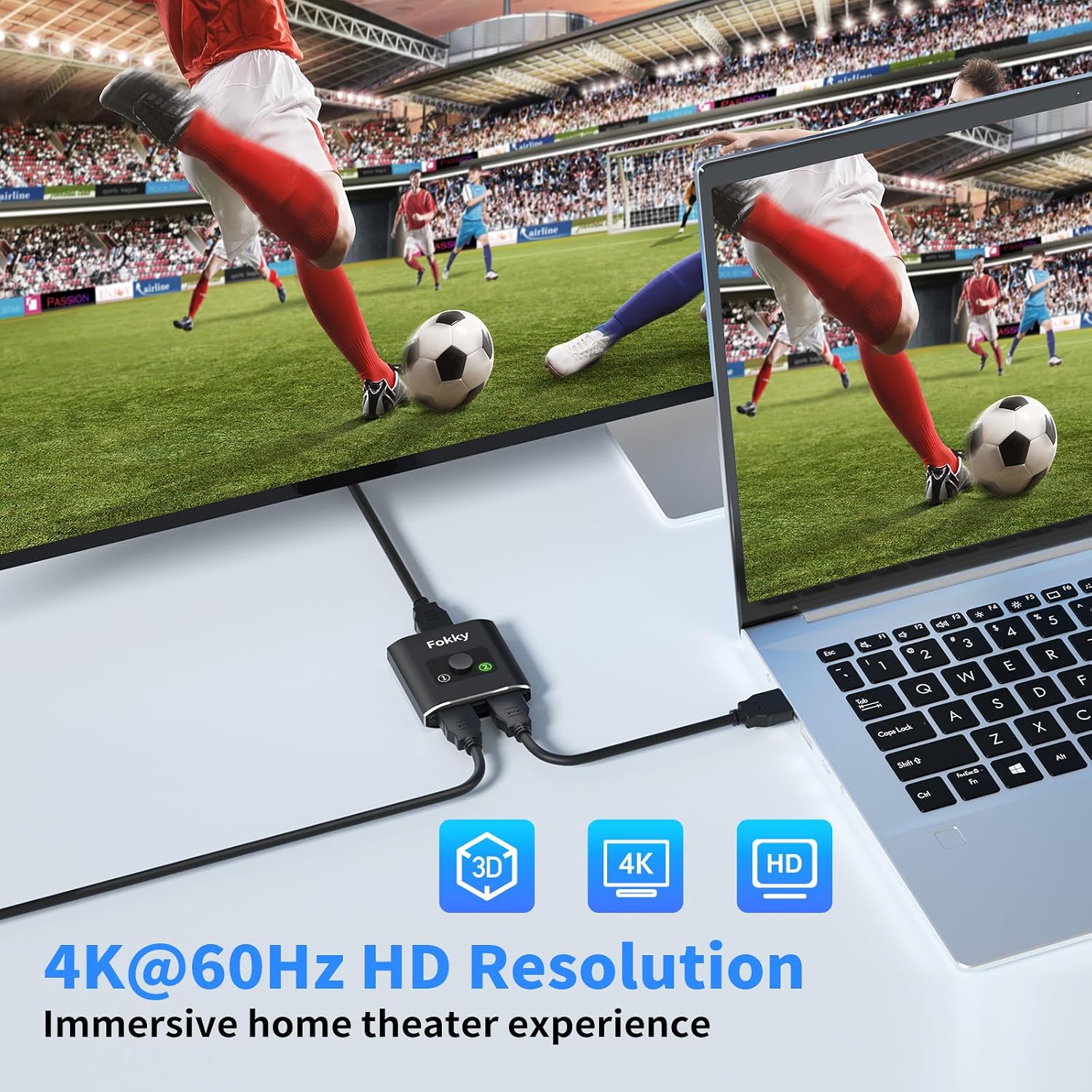 Detalle 2 de Fokky HDMI Switch 4K@60Hz bidirectional HDMI splitter
