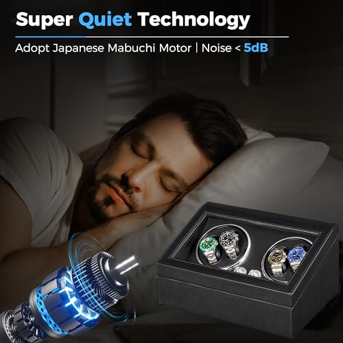 Detalle de ANWBROAD Watch Winder for Automatic 4 Rotating Modes USB and LED Backlight