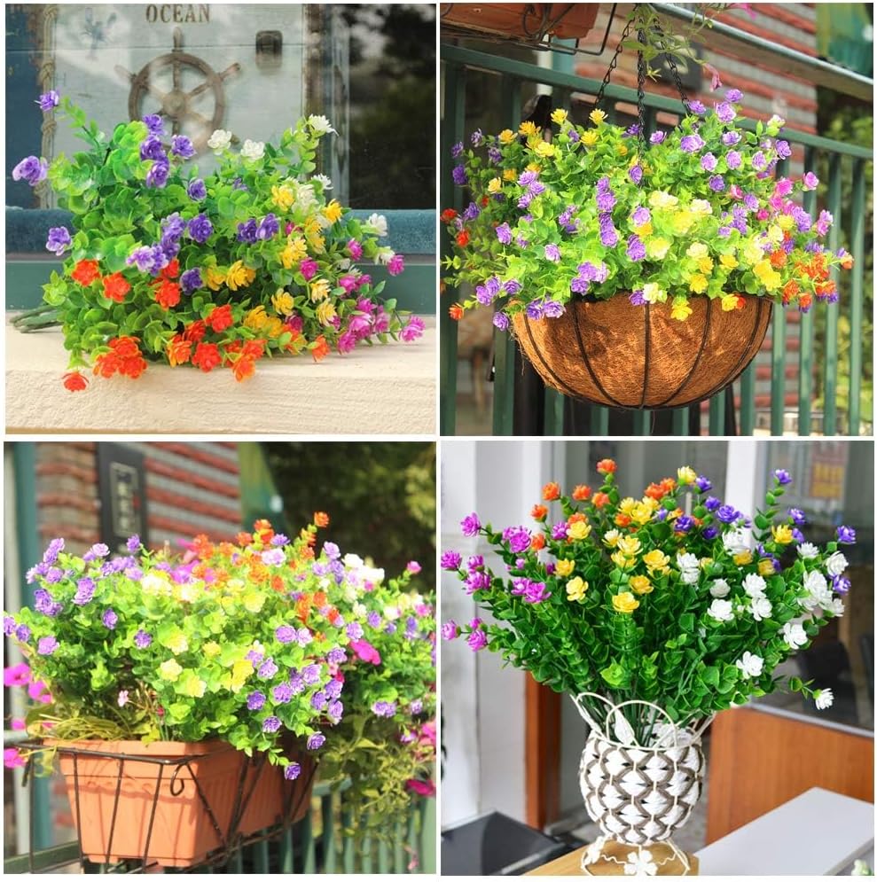 Detalle de Amajoy 15 Bundles Outdoors Artificial Flowers – UV‑Resistant Faux Plants for Indoor and Outdoor Decor