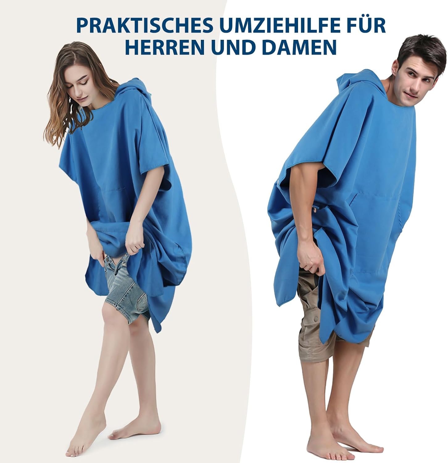 Thumbnail 1 de KUOGAS Poncho de Serviette en microfibre Bleu Ciel – Poncho de douche à séchage rapide, taille Medium