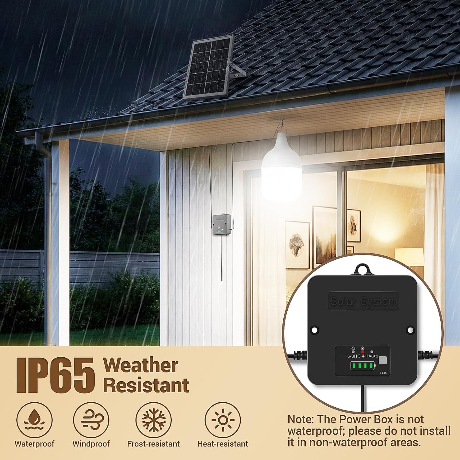 Thumbnail 5 de ZASUN Solar Shed Light Indoor Outdoor with Pull String, 6500K Daylight, IP65 Split Design