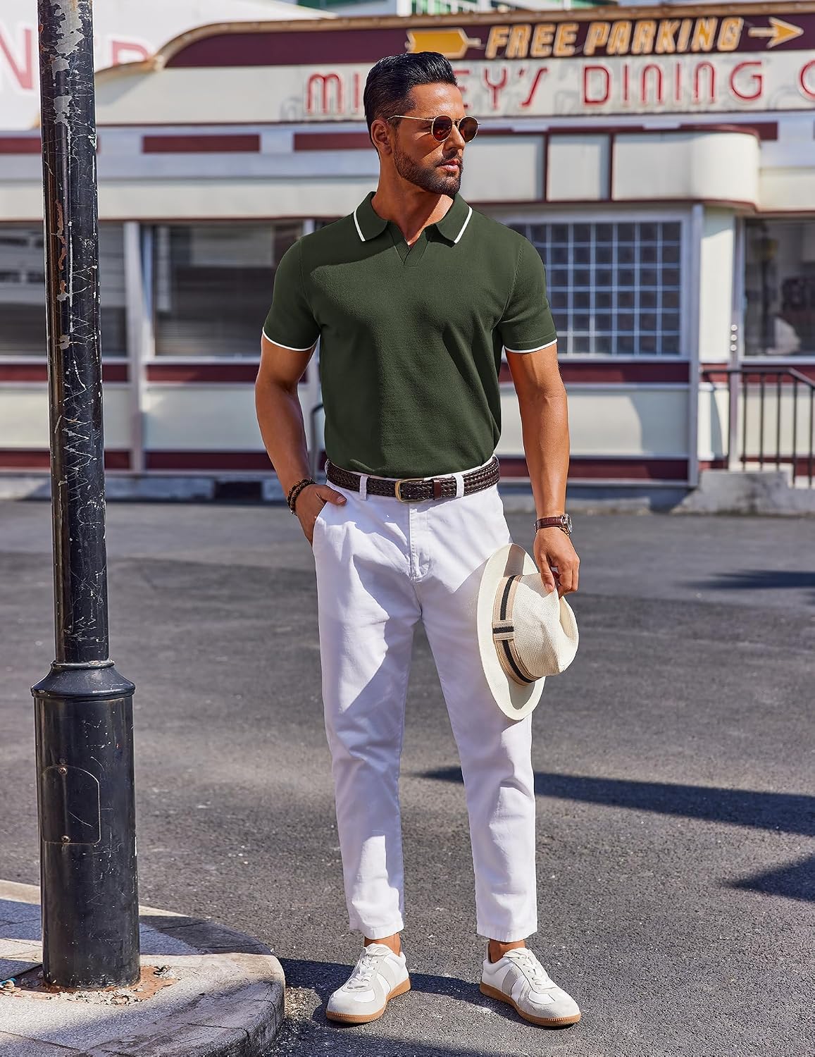Detalle de COOFANDY Men's Polo Shirt - Short Sleeve Knit Polo with Vintage Golf Charm