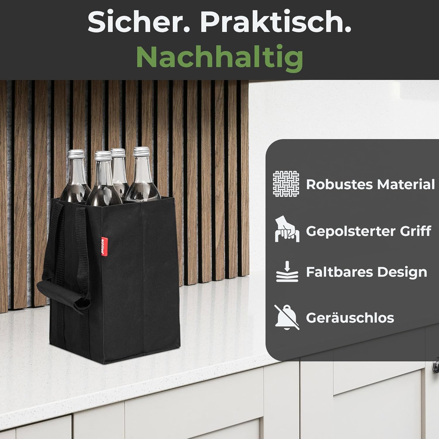 Thumbnail 6 de Achilles Flaschentasche 4 Fächer à 1,5 L – Reißfester Flaschenkorb mit Trennwänden