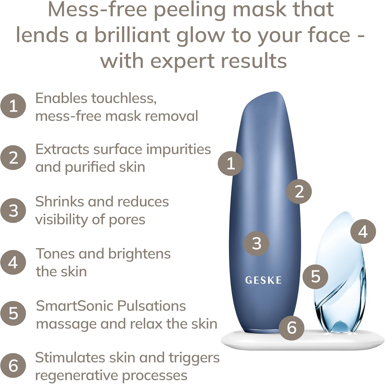 Detalle 2 de GESKE Maschera peeling magnetica 5 in 1 SmartAppGuided: pulizia profonda e trattamento smart per viso