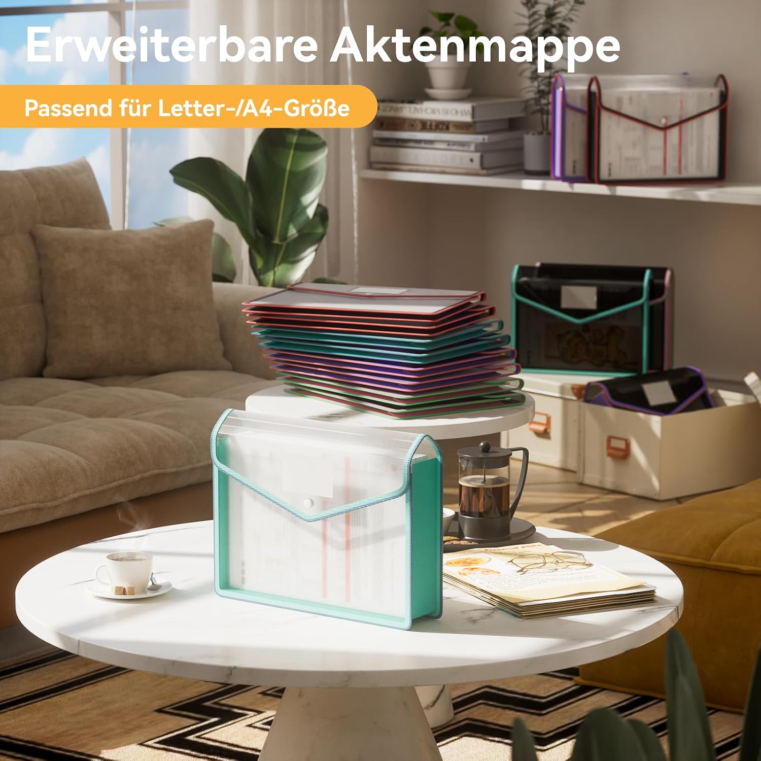 Thumbnail 1 de ABC life Dokumententasche A4 mit Druckknopf, wasserdicht (8 Stück) – Dokumentenmappe im Ordner-Format