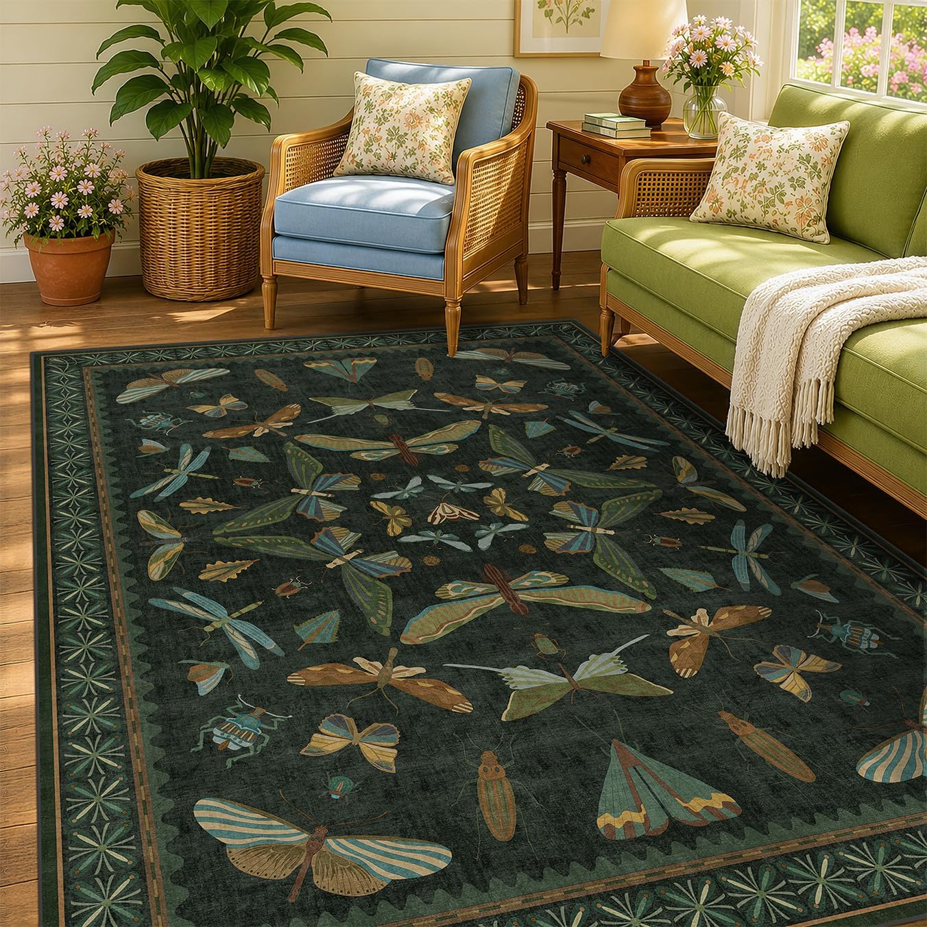 Detalle de Fairy Fantasy Moss Rug 5x7 — Dark Green