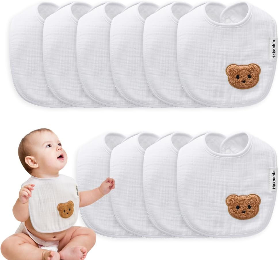 Detalle de Hakochia Muslin baby bibs 10-pack