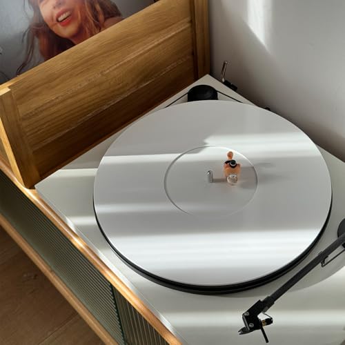 Detalle de TAKMORK Turntable Mat Record Platter Slipmat: Acrylic, 12" White – Anti-Static, Tighter Bass
