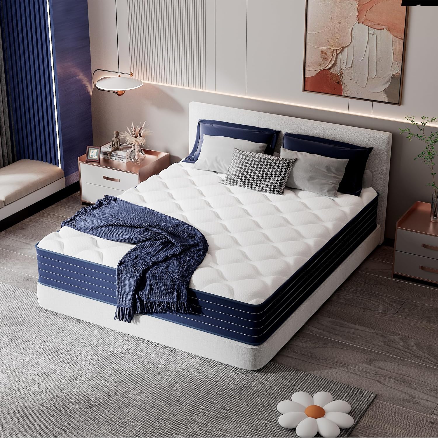 Detalle de PETONOBARA TRA-12QU-CA Queen Hybrid Mattress, 12-Inch Memory Foam & Pocket Springs
