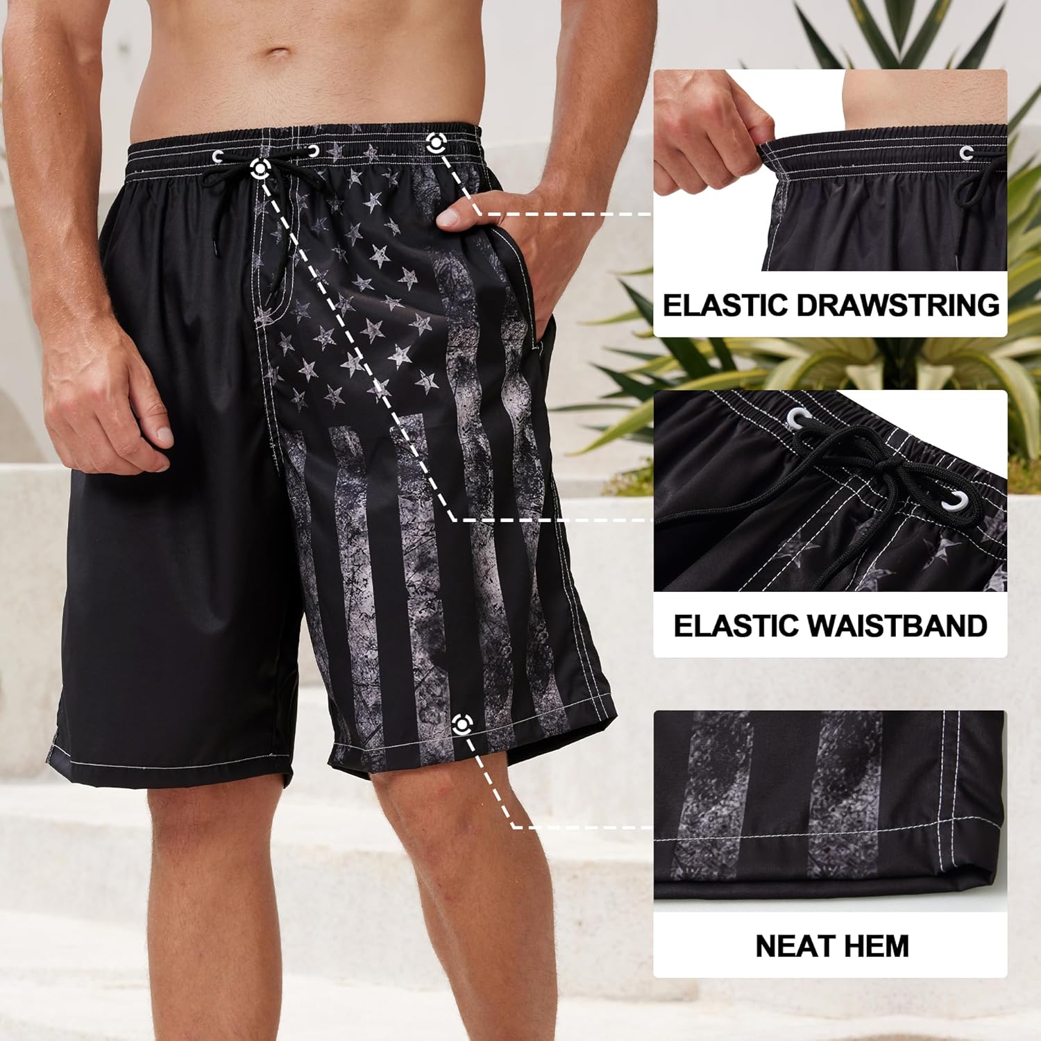 Detalle 2 de FT FENTENG 9" Big & Tall 2-in-1 Swim Trunks with Compression Liner