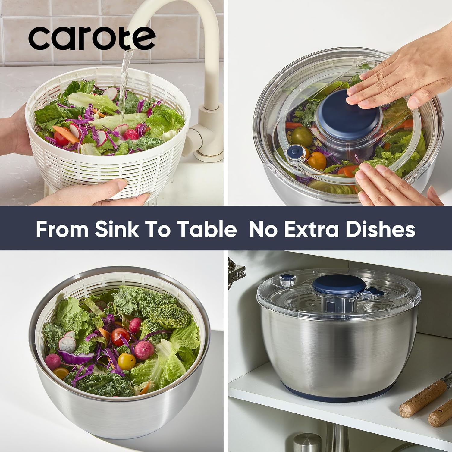 Thumbnail 4 de CAROTE 6.4 Qt Salad Spinner 🥗