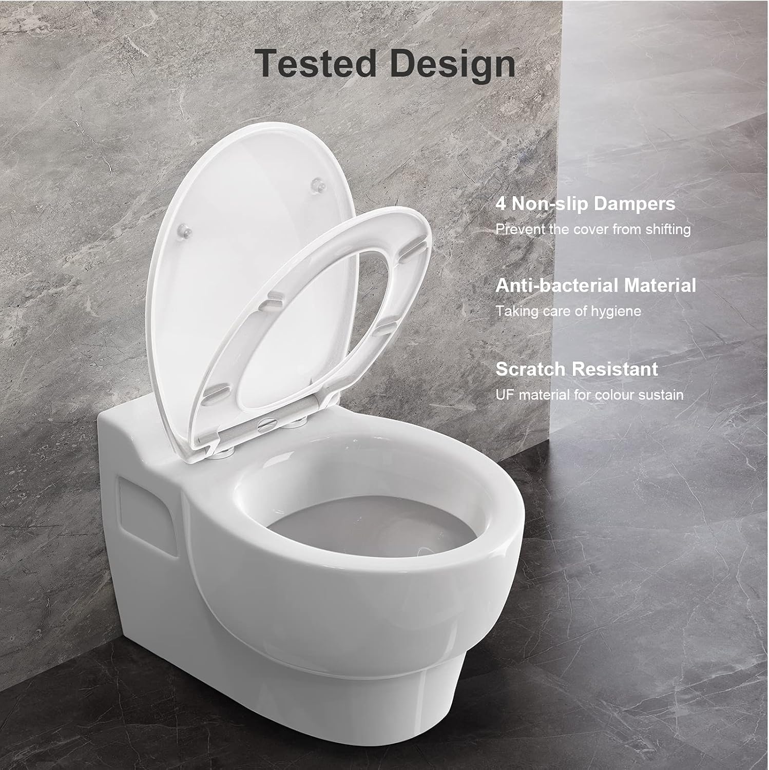 Thumbnail 4 de Pipishell Soft Close Oval Toilet Seat with Heavy-Duty Urea-Formaldehyde and Adjustable Stainless Hinges