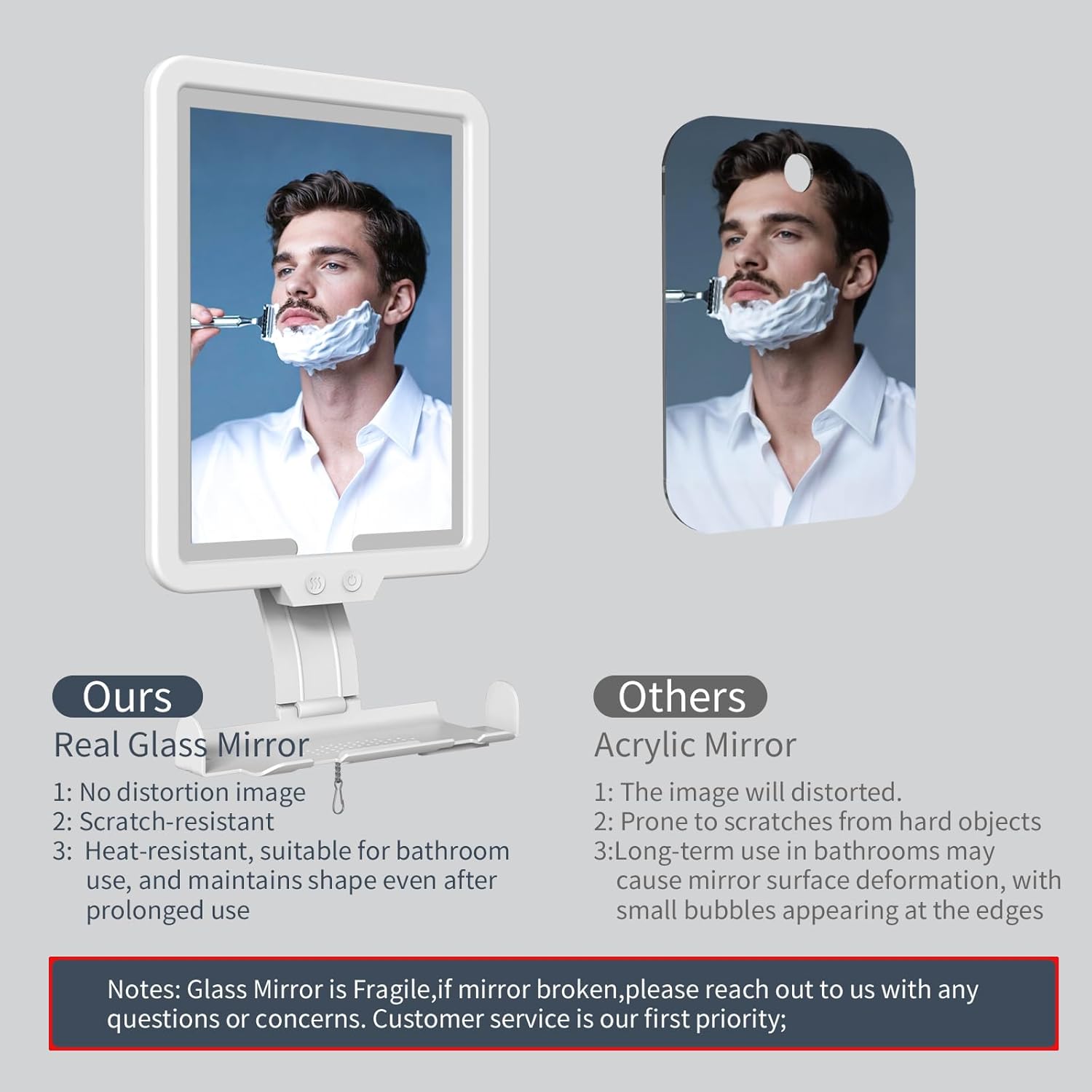 Thumbnail 6 de Lighted Shower Mirror 9.5×7 in Fogless 🪞