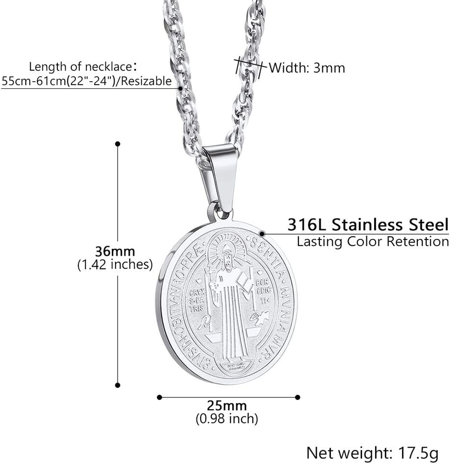 Detalle 2 de Collana con pendente religiosa PROSTEEL San Benedetto e San Cristoforo in acciaio placcato oro 18K
