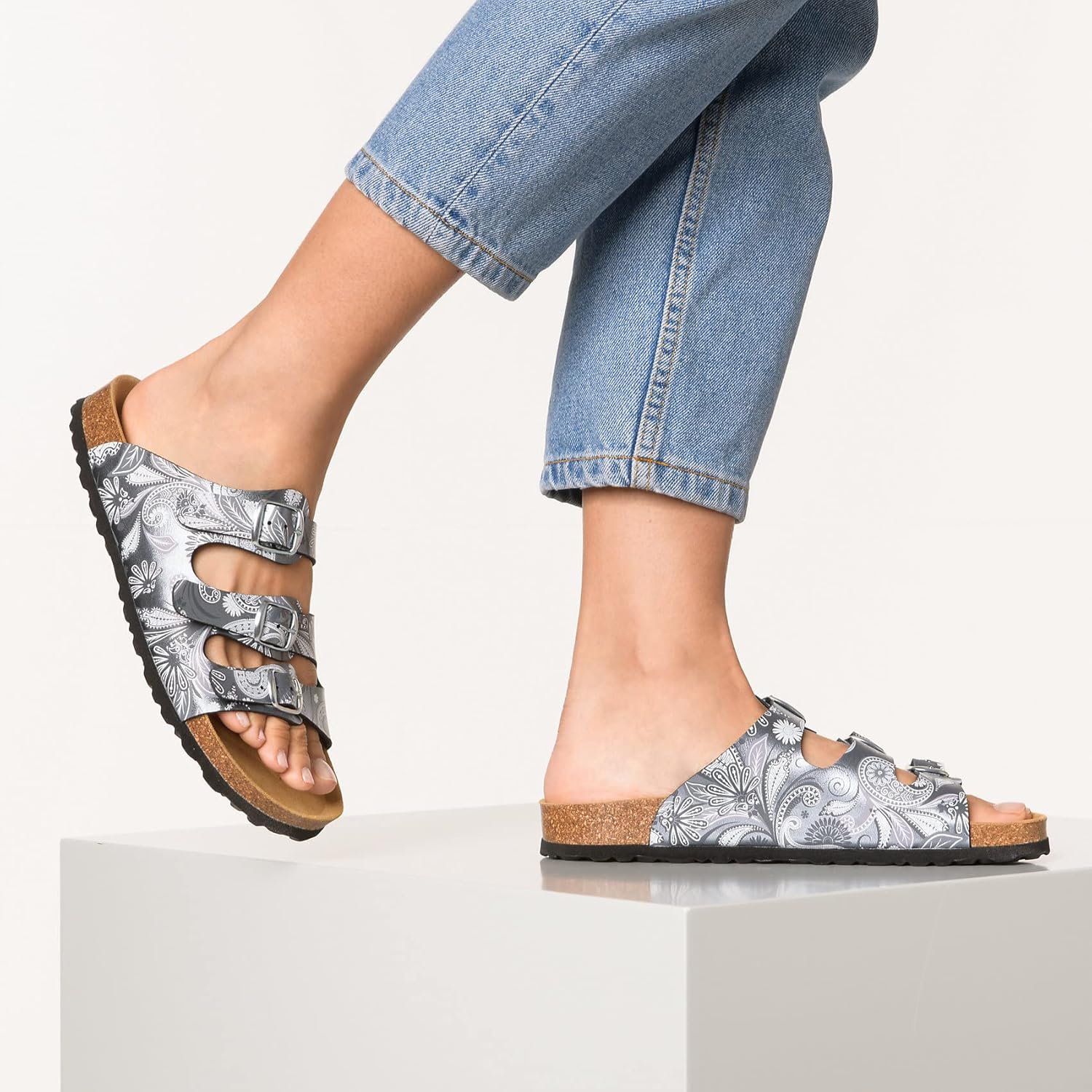 Detalle de Lico Damen Bioline Lady PowerPantoletten – Mittelweite mit Schnalle