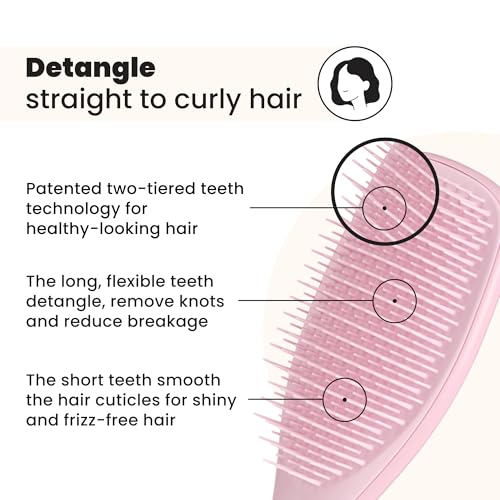 Detalle de Tangle Teezer Ultimate Detangler Hairbrush – For Wet & Dry Hair (Millennial Pink)