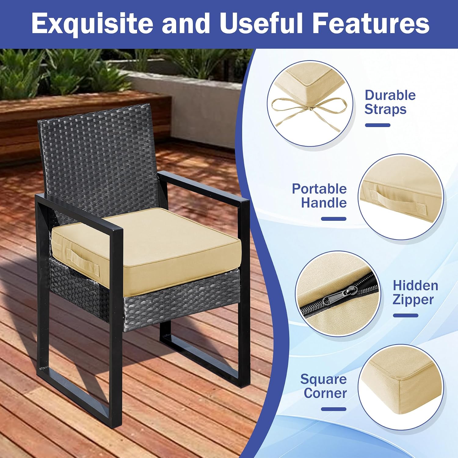 Detalle 1 de IASEAHK Patio Chair Cushions 19" x 19" x 3