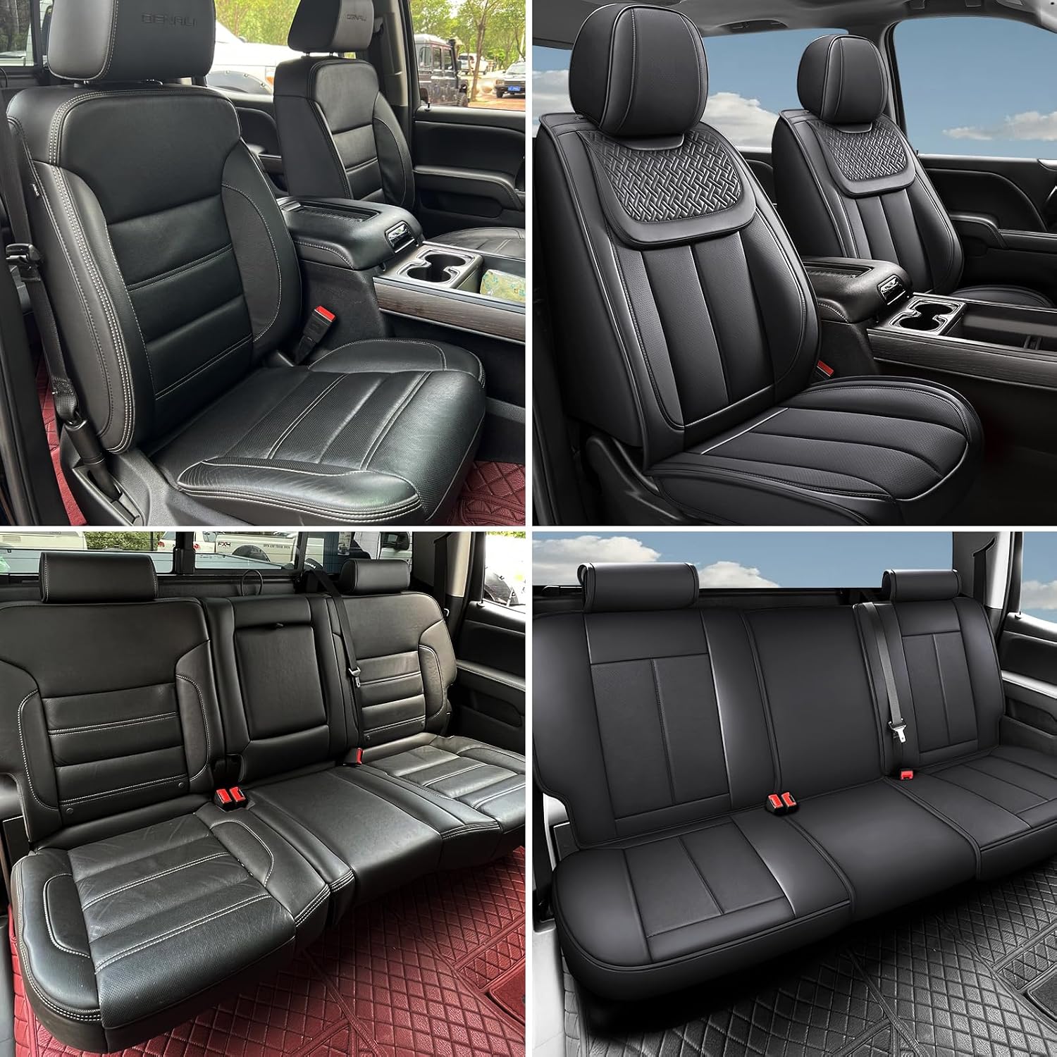 Thumbnail 1 de ifwohao Seat Covers for Chevy Silverado & GMC Sierra (2007–2026) Full Leather Front & Back Seat Protection