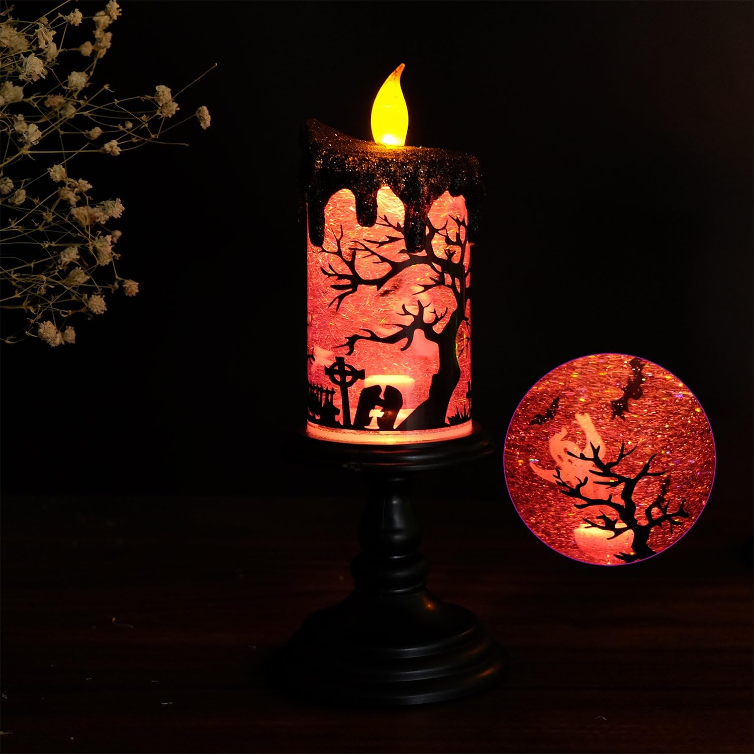 Detalle 1 de Eldnacele snow globe candle, 4-inch diameter
