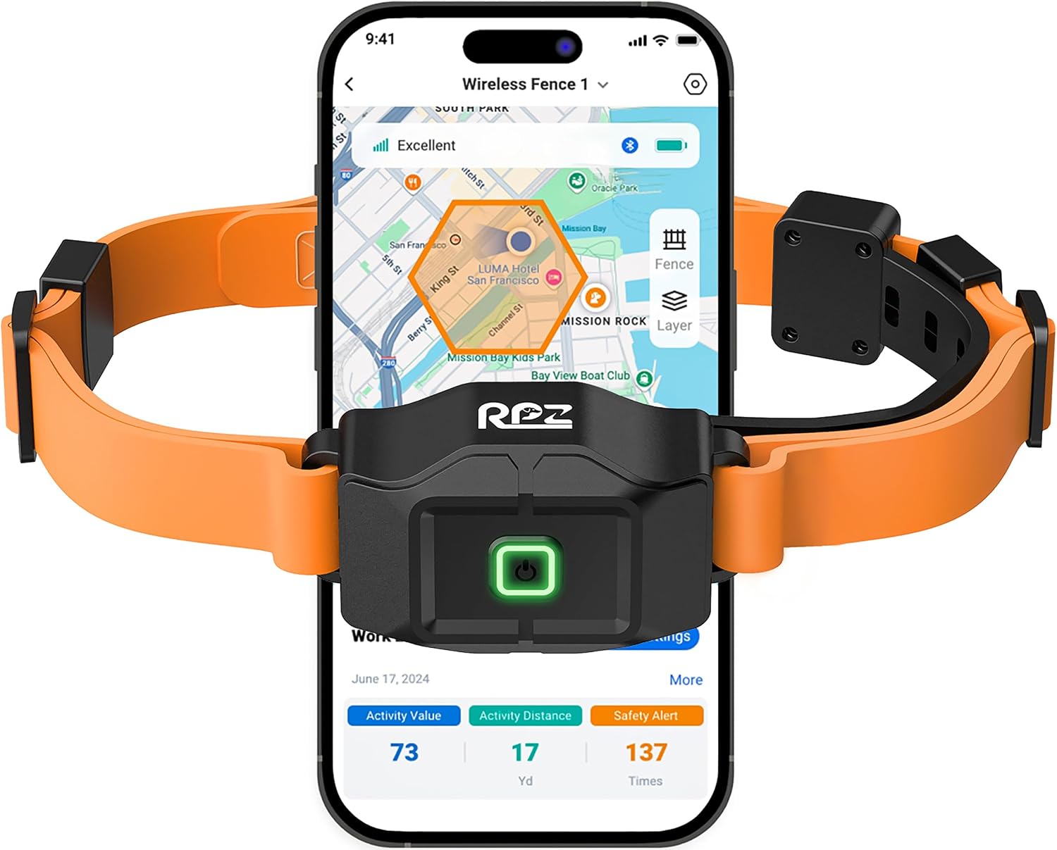 Detalle de RPZ GPS Wireless Dog Fence and Training Collar with Free App, IP67 Design