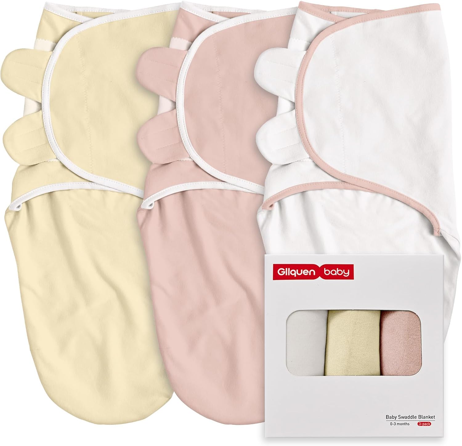 Detalle de GLLQUEN BABY Baby-Schlafsack im Wickel-Stil (0–3 Monate) aus 100% Bio-Baumwolle, Oeko-Tex 100, Unisex 3er Pack