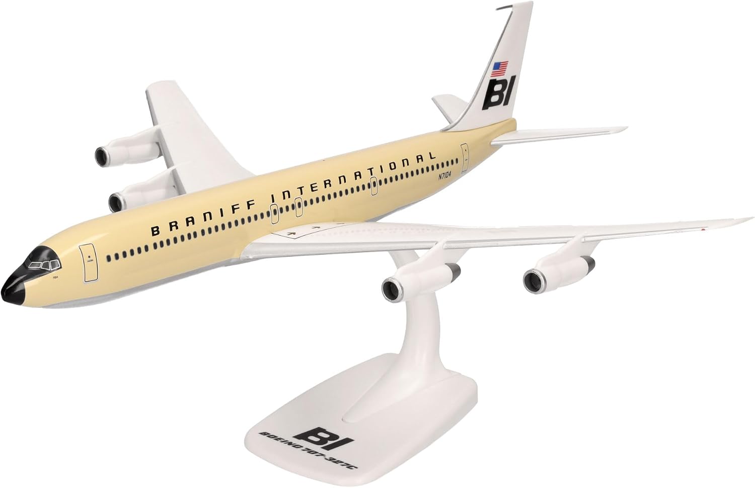 Detalle de Herpa Boeing 707-320 Braniff International – model samolotu SnapFit 1:144