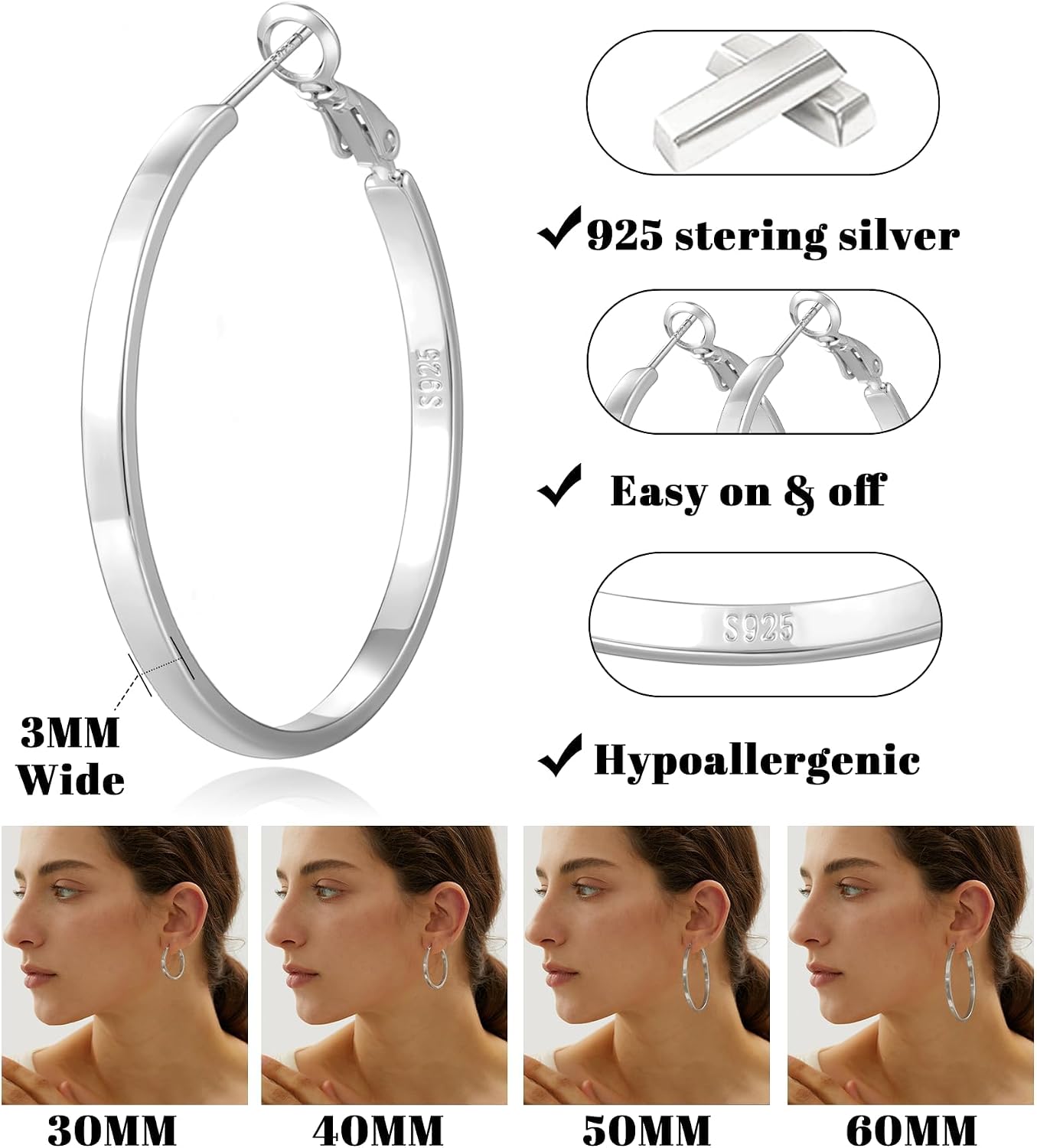 Thumbnail 6 de Geveay hoop earrings in 925 sterling silver