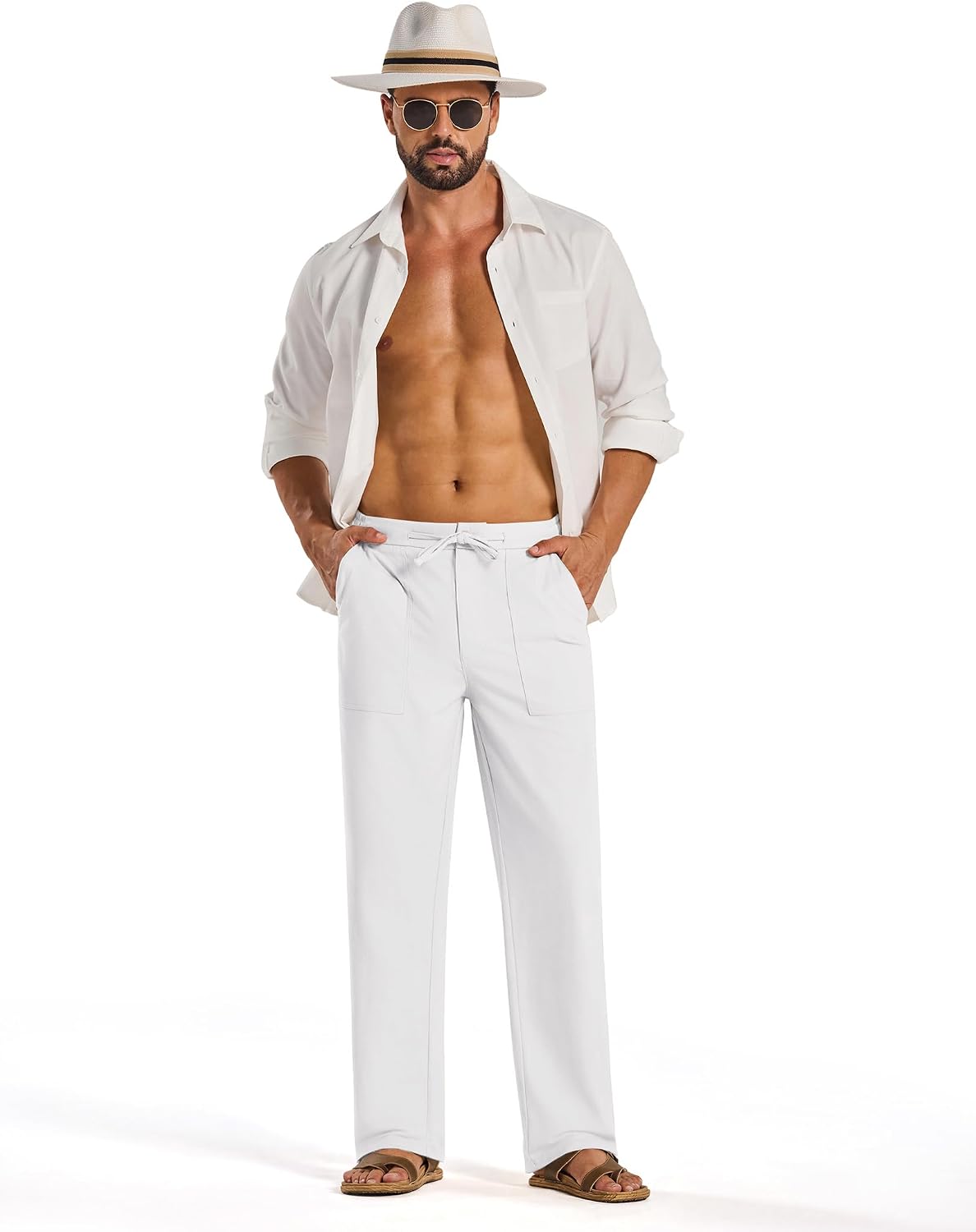 Detalle de COOFANDY Men's Cotton-Linen Pants