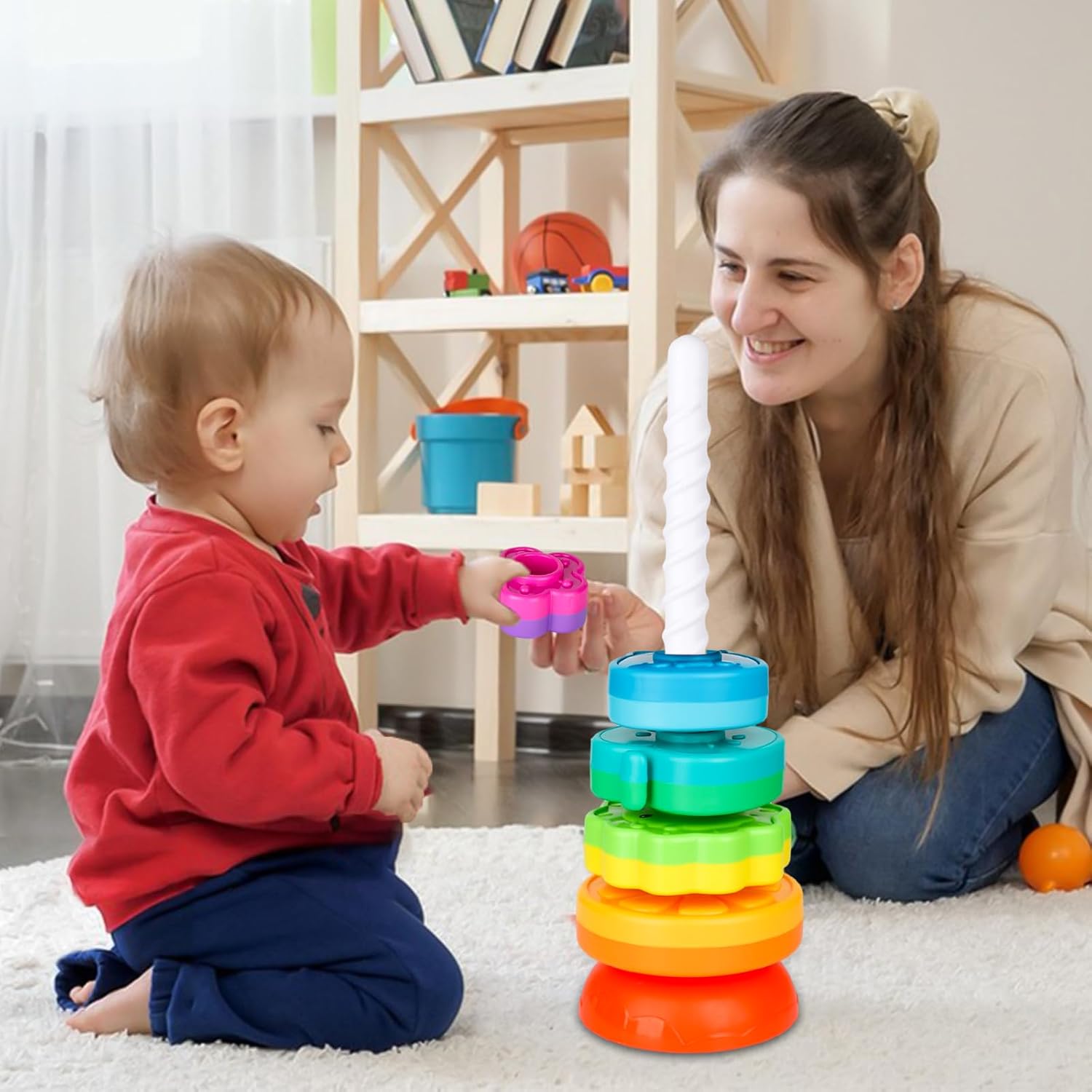Thumbnail 6 de LBAIBB Spin Stack Toys for Kids Rainbow ABS Stack Toy