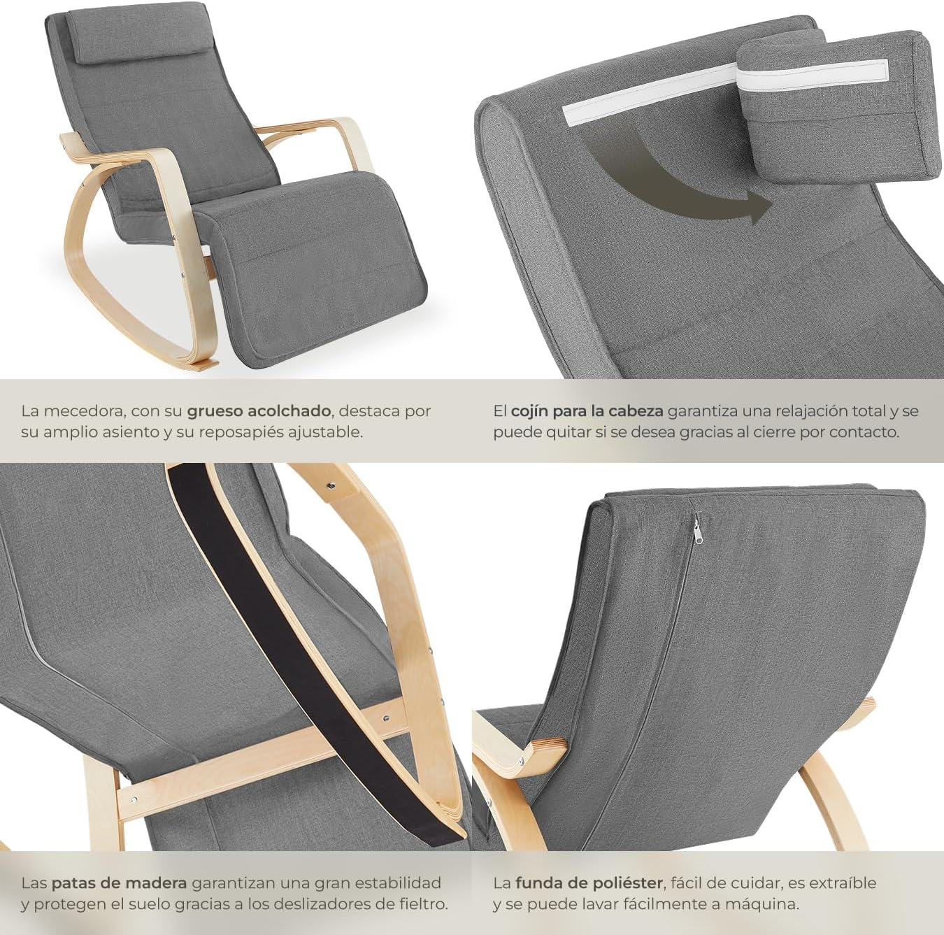 Thumbnail 6 de tectake® Silla Mecedora Ergonómica 5 posiciones