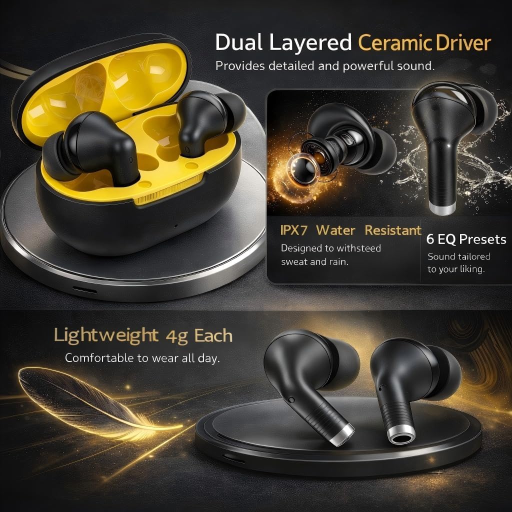 Thumbnail 4 de PWTEK Wireless Earbuds 2026 (Bluetooth 5.4) with IPX7, Touch Controls & USB-C Fast Charging