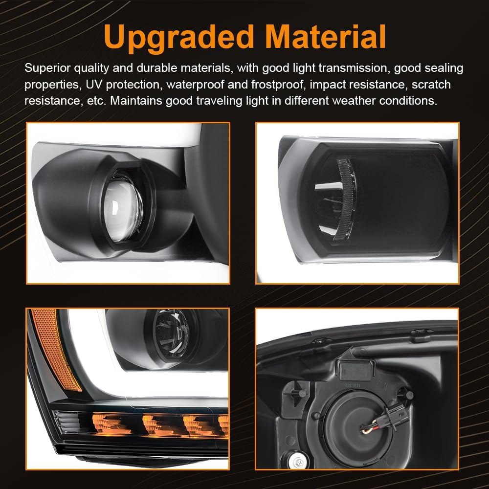 Thumbnail 4 de DimFlux LED DRL Headlights for Dodge Ram 1500 (2006-2008) and Ram 2500/3500 (2006-2009) — Black Housing, Amber Reflector