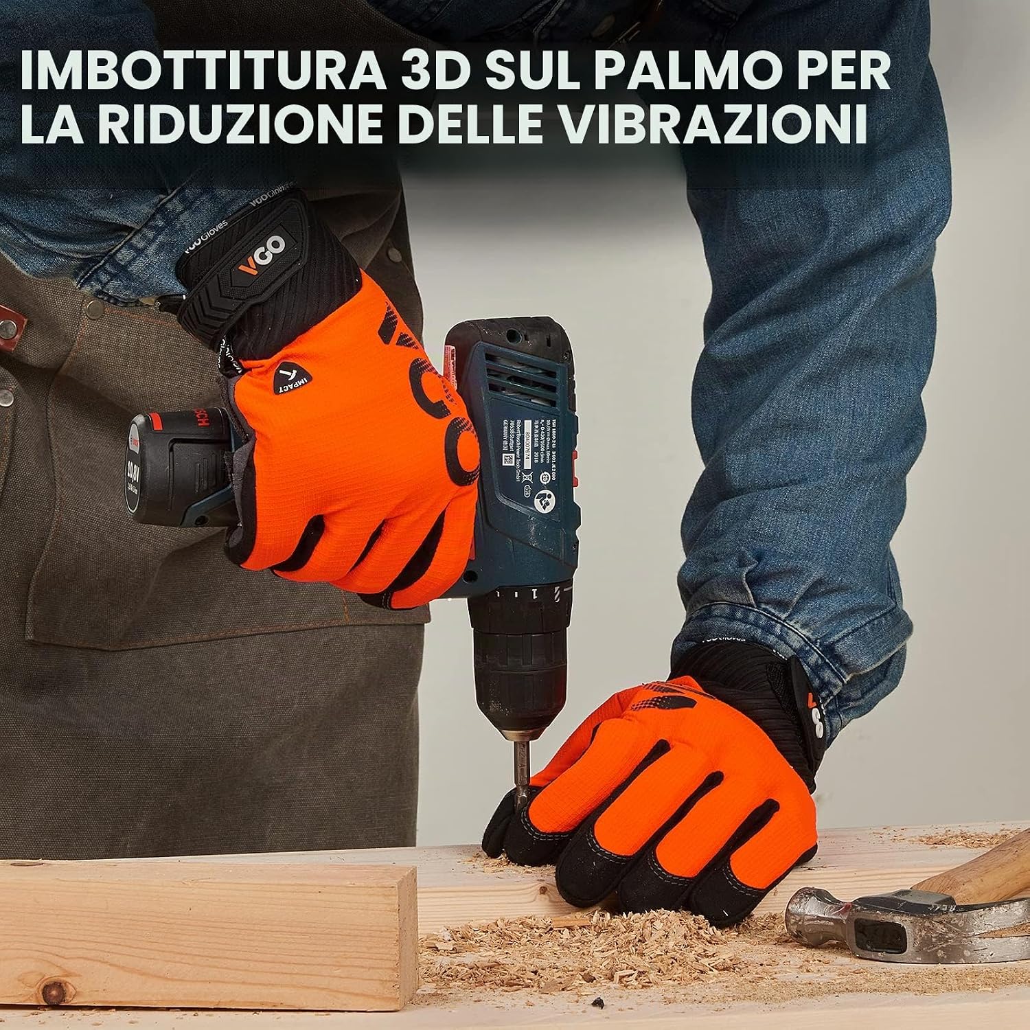 Detalle de VGO Guanti da Lavoro Antivibranti Uomo (M) con Touchscreen – Protezione nocche e palmo 3-strati