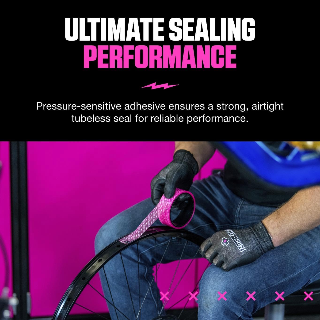 Detalle de Muc-Off Fond de Jante Tubeless 30 mm – Rouleau 10 m avec patches d’étanchéité (4) et 6 largeurs compatibles