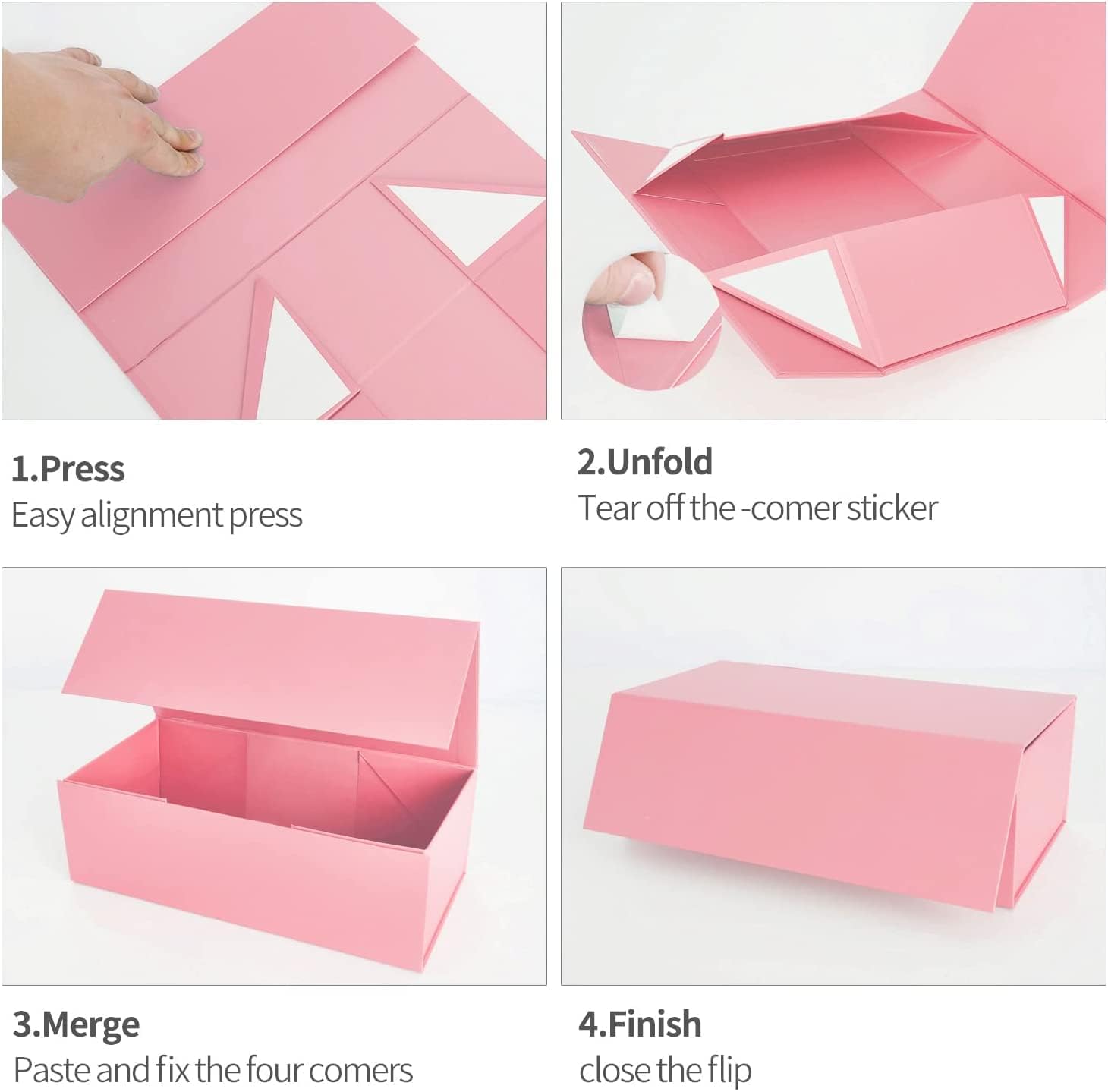Thumbnail 2 de Gift Boxe 10" x 6" x 3" Magnetic Closure Gift Boxes (Pink, 5-Pack)