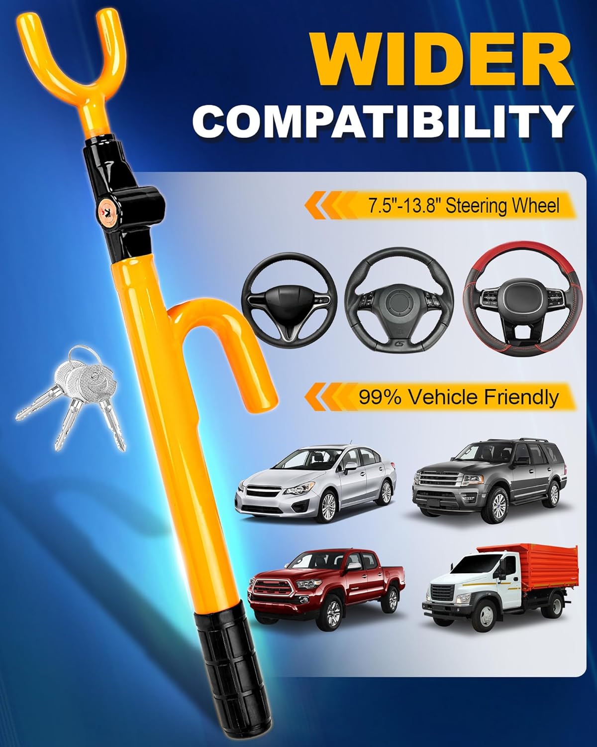 Detalle 1 de Tevlaphee steering wheel lock 35 cm universal