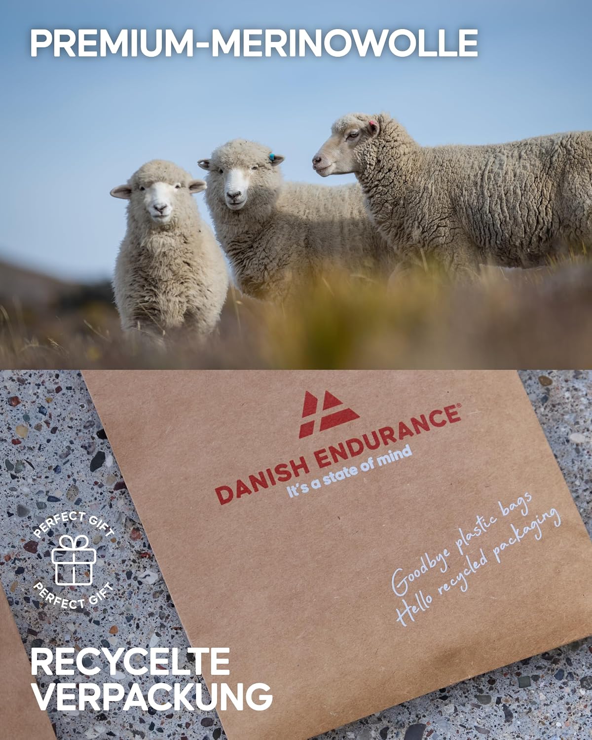 Thumbnail 4 de DANISH ENDURANCE Merino Wandersocken 3 Paar