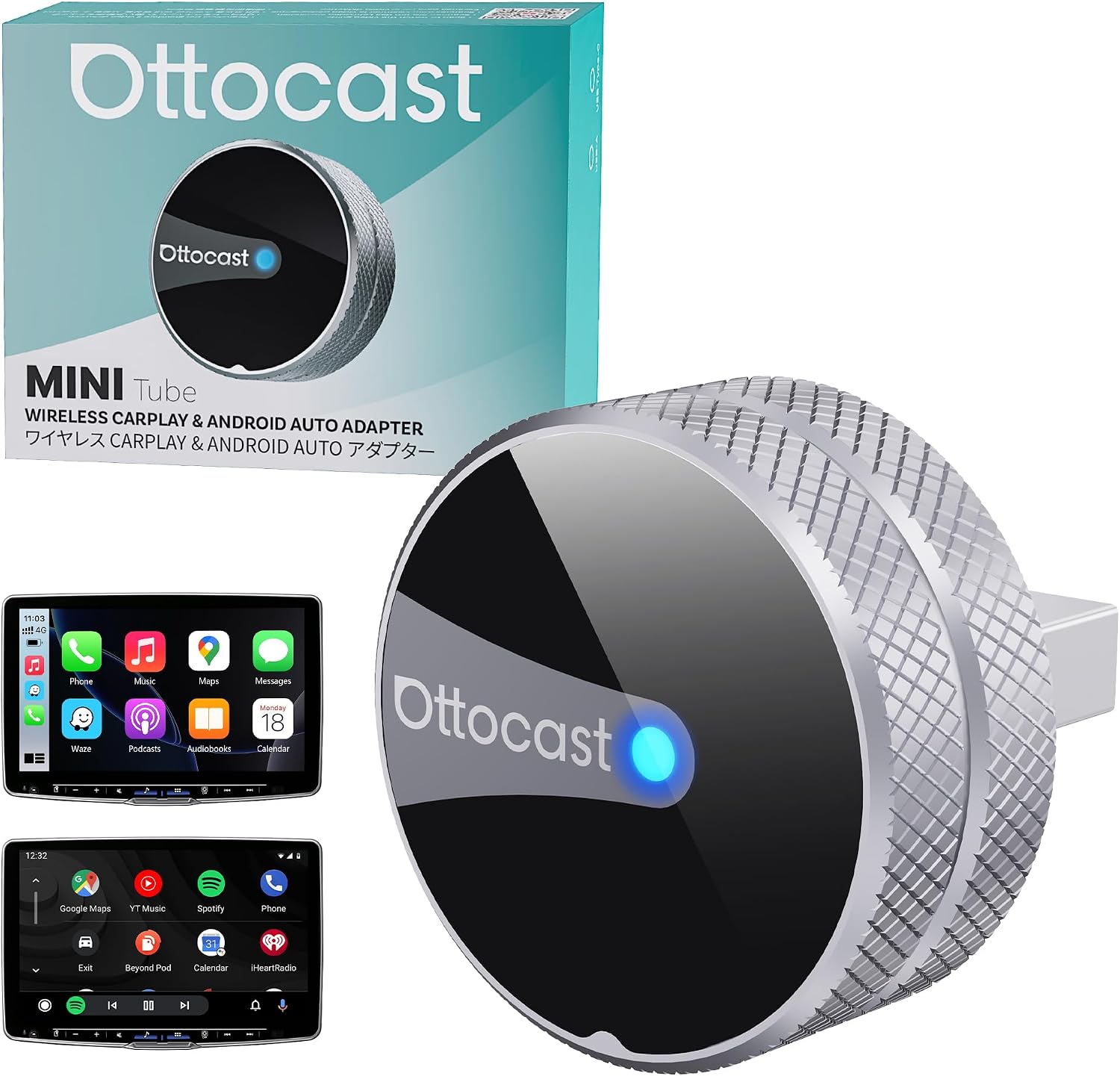 Detalle de Ottocast Mini Tube CarPlay Android Auto Inalámbrico