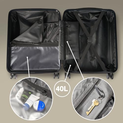 Detalle de Cabin Max Cabin Suitcase Large (55x40x20 cm) for Ryanair and EasyJet – 40L Hard Shell Carry-On
