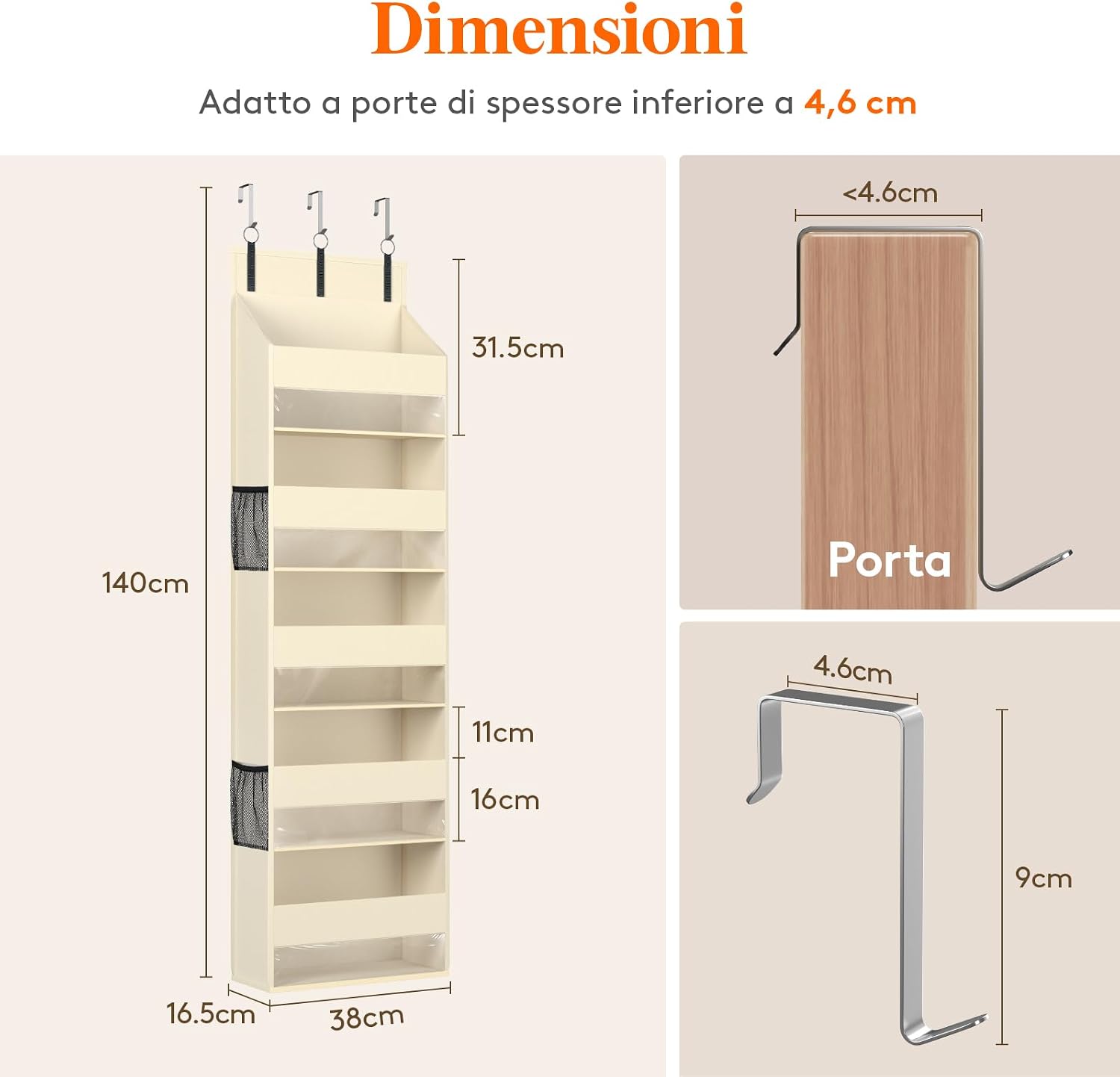 Detalle de Lifewit organizer da porta con 4 tasche