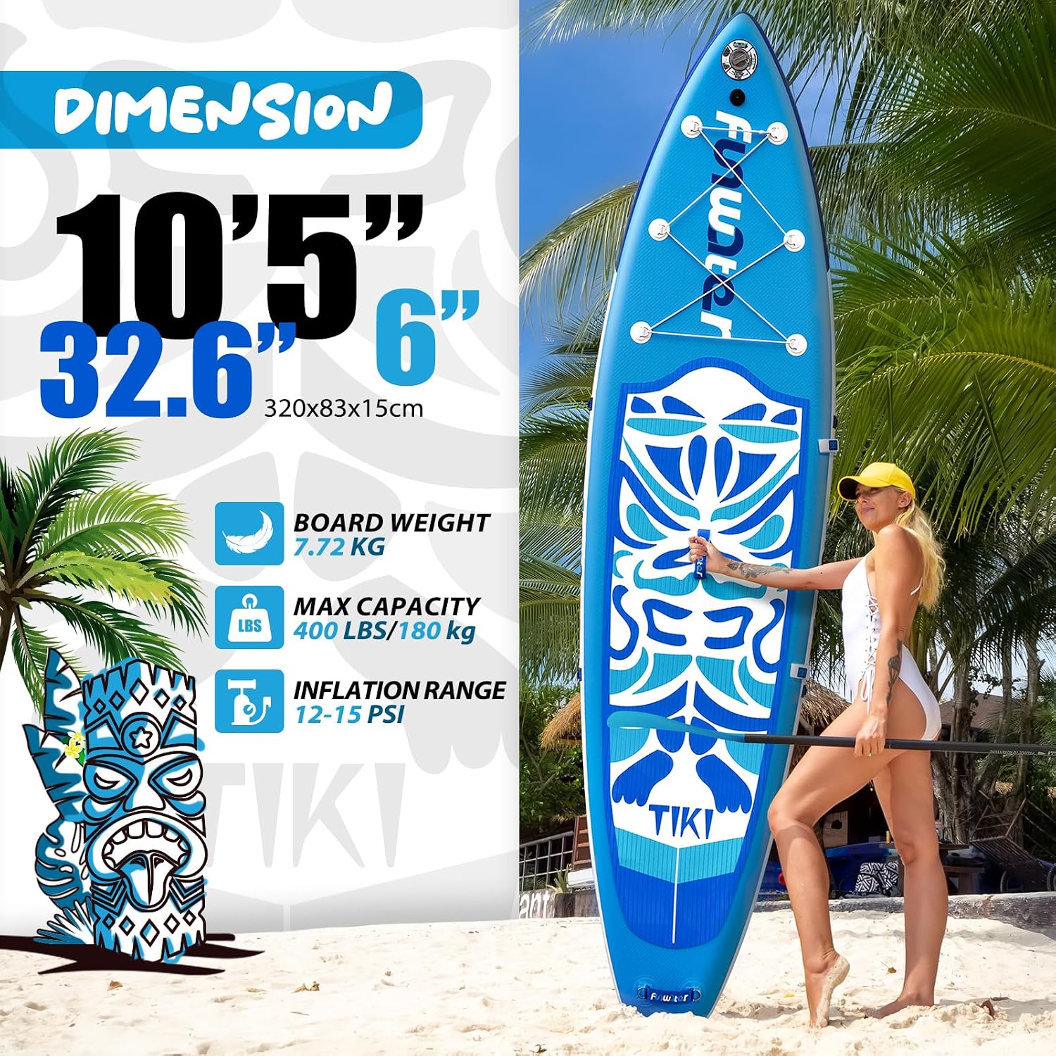 Detalle 2 de FunWater TIKI 10'6'' Inflatable Stand Up Paddle Board Review