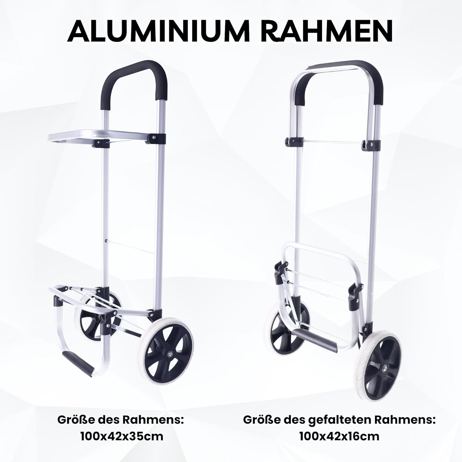 Detalle de 42Litres Aluminium Chariot de Courses Pliable avec Compartiment Étanche – Grand Caddie à Roulettes