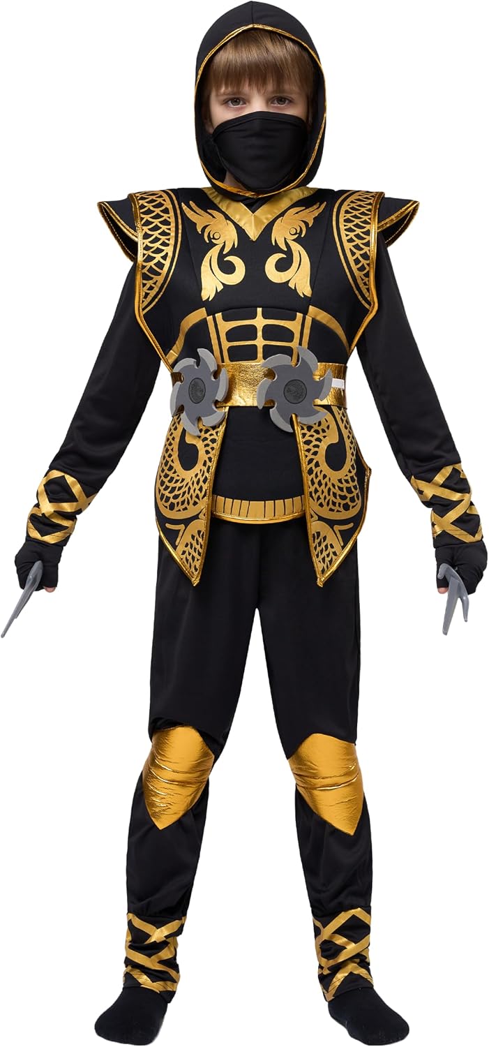 Detalle 1 de Spooktacular Golden Ninja Costume for Kids
