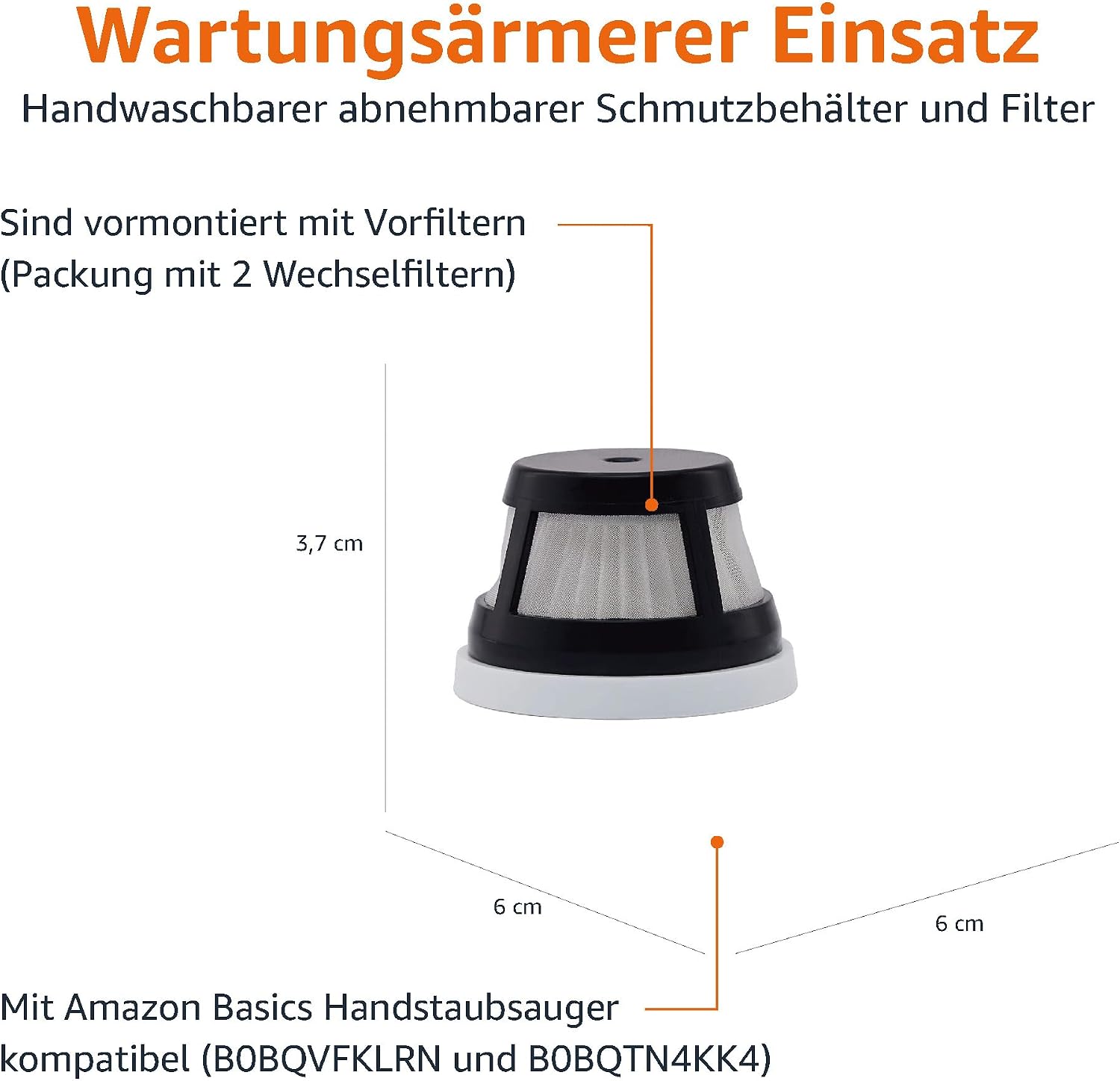 Detalle de Amazon Basics Ersatzfilter für Handstaubsauger – 2er-Pack