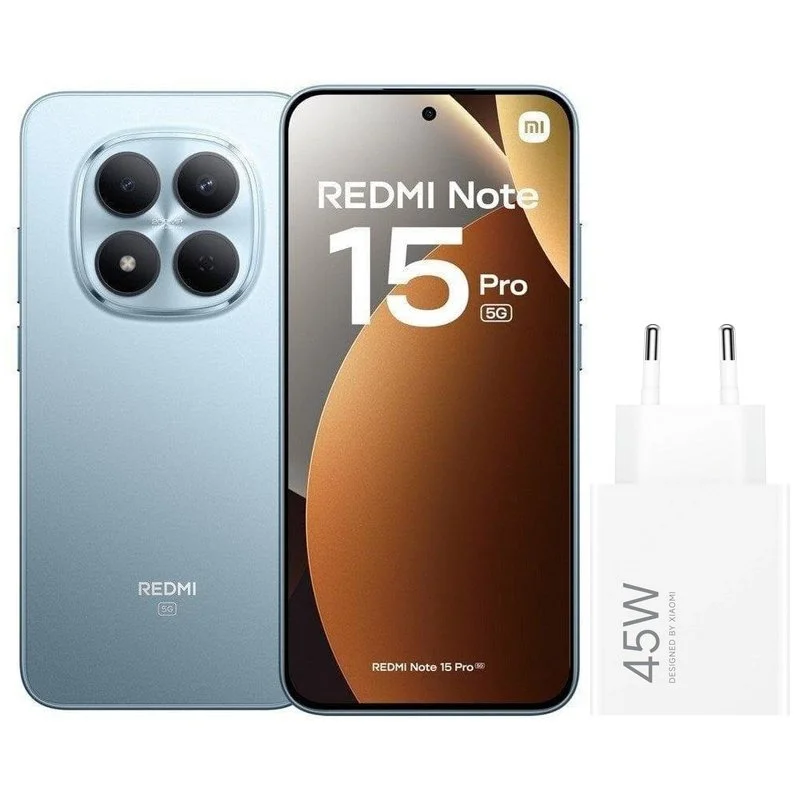 Detalle de Xiaomi Redmi Note 15 Pro 5G (8GB/256GB) – 6.83" Azul Glaciar, 45W incluido