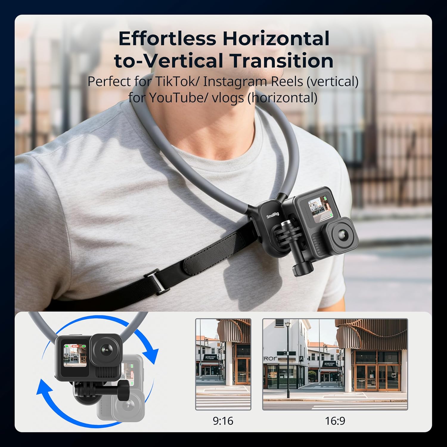 Detalle 2 de Support de Cou SMALLRIG avec Sangle de Poitrine pour caméras d’action – ajuste sûr et rapide