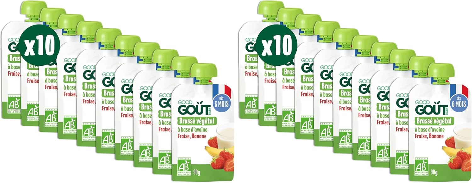 Detalle 2 de GOOD GOÛT Brassé Poire Vanille — Dessert Bébé bio dès 6 mois, format nomade 10x90g