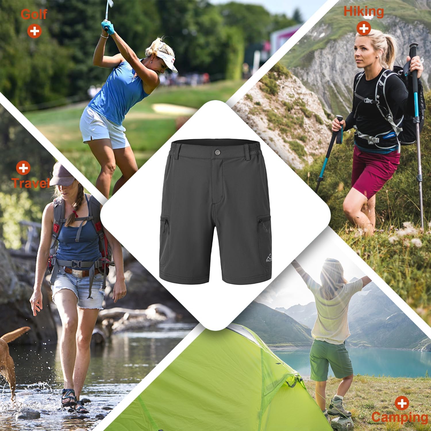 Thumbnail 1 de donhobo Women’s Walking & Hiking Cargo Shorts with Quick-Dry, Stretch Waist and UPF 30+