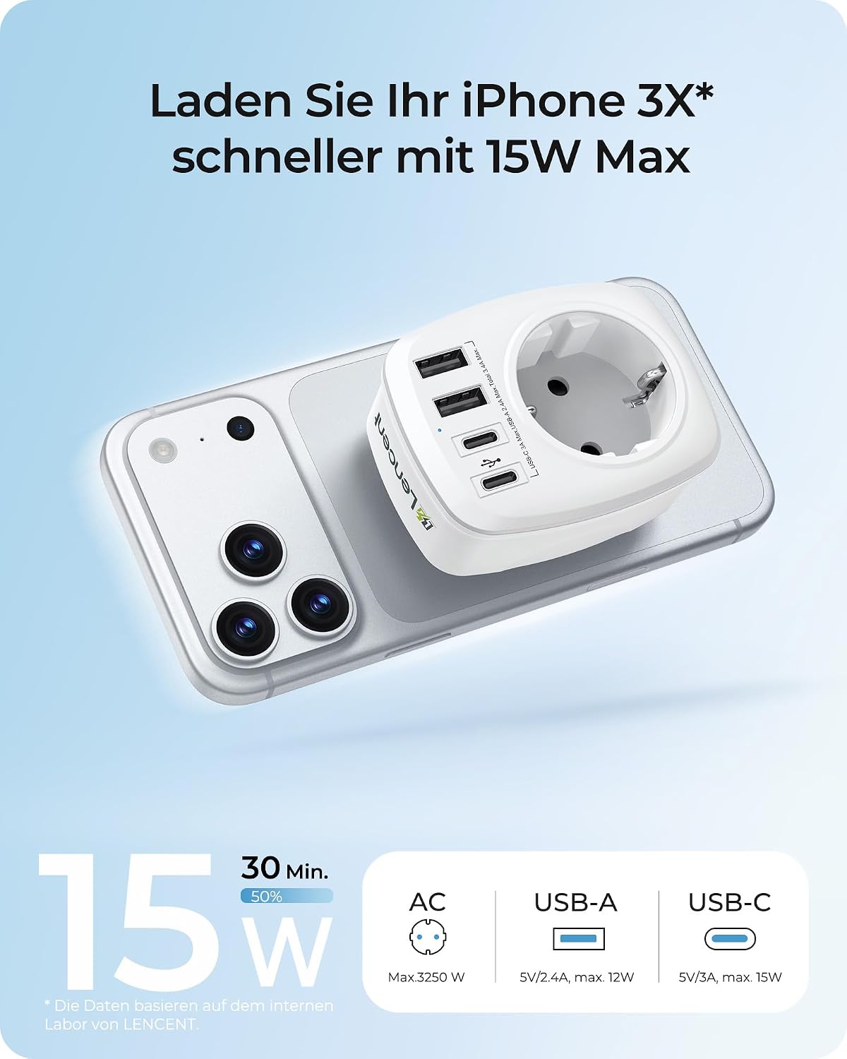 Thumbnail 3 de LENCENT Reiseadapter Typ G EU auf UK 5‑in‑1