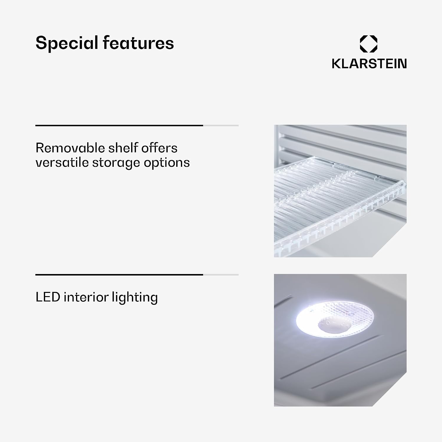 Detalle de Klarstein 5303526 30L Mini Fridge with Glass Door and LED Lighting